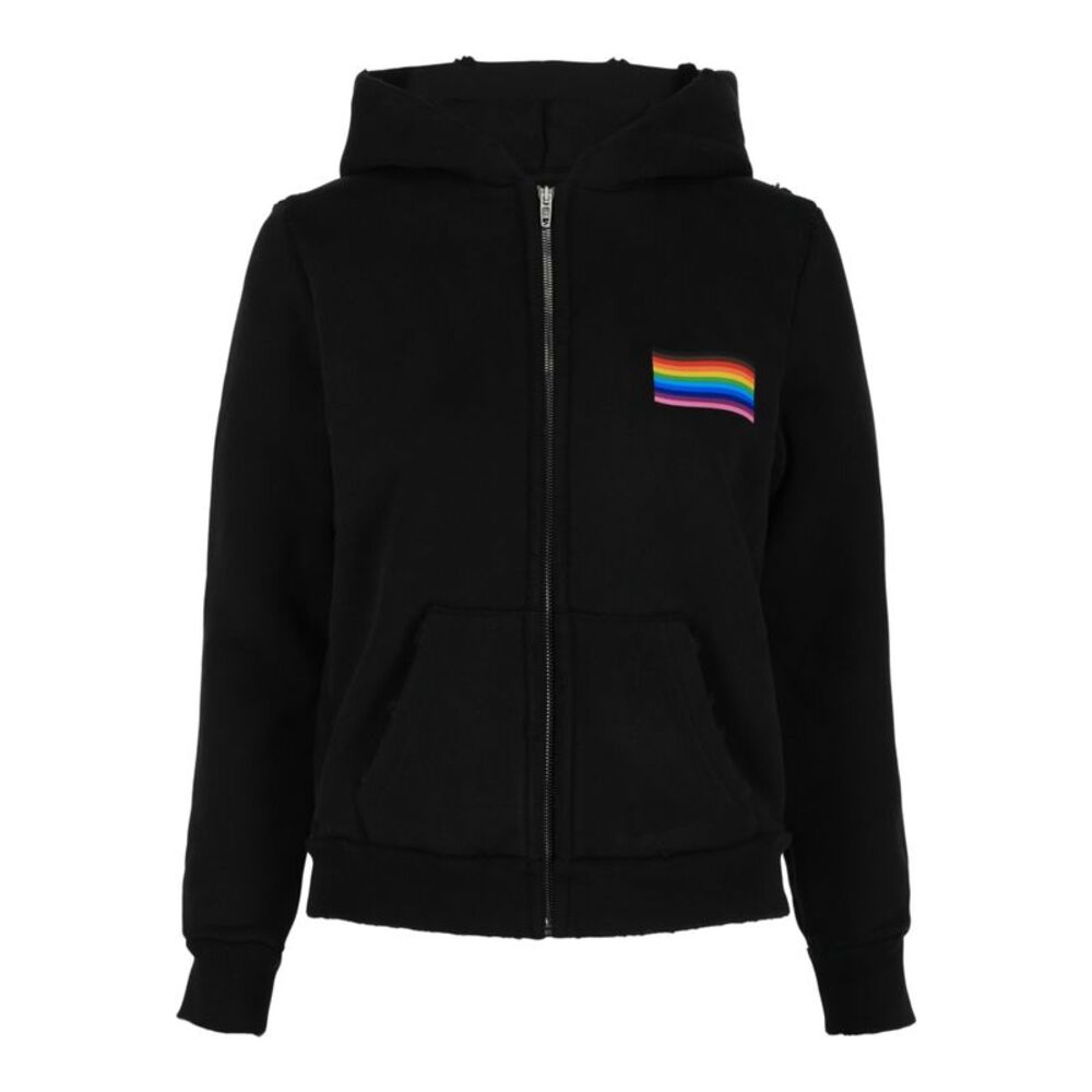 Balenciaga Rainbow Flag Zip-Up Hoodie Black Womens